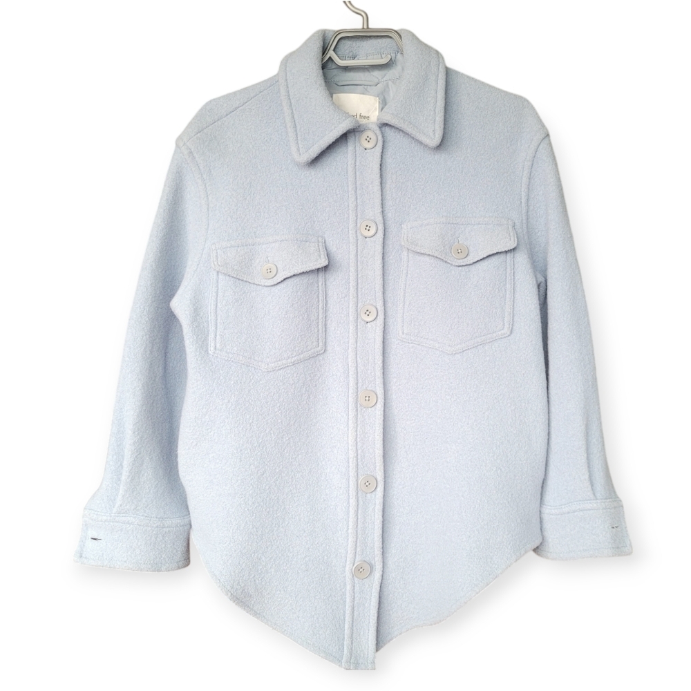Wilfred Ganna Shacket Shirt Jacket Merino Wool Powder Blue size small